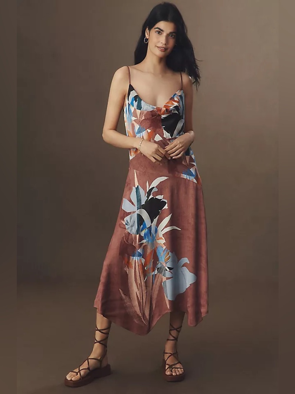Anthropologie Sleeveless Floral Slip Dress